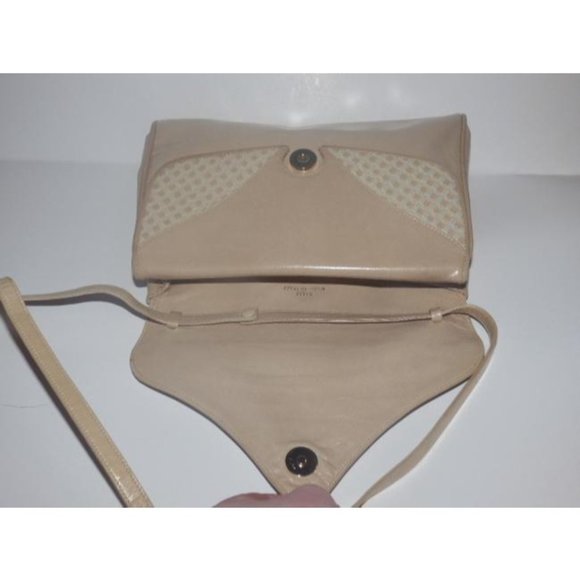 Vintage BOHO Bally Taupe Patent Leather Textured Geometric Design 2-Way Bag - Picture 8 of 12